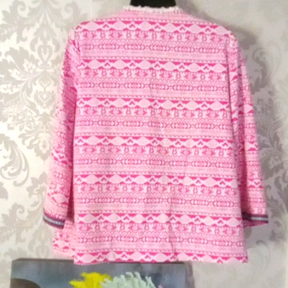 Valerie Stevens Pink and White Patterned Blazer - Picture 3 of 6